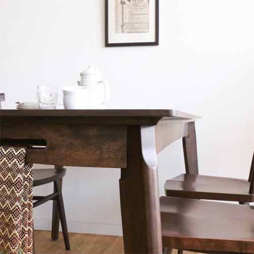 W&B ダイニングテーブル 幅150cm 引出し付き 国産 無垢材 4人 インダストリアル 天然木 ダイニング テーブル 木製 食卓テーブル シンプル