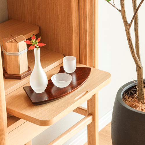 静岡家具 大伸木工 Daishin 扇のトレイ 国産家具 無垢 仏具