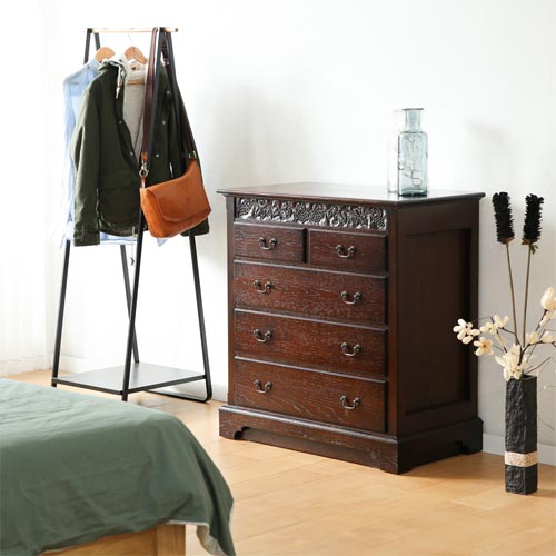 アンティーク調 チェスト4段 EZO製 エゾ クラッシック ブラウン アンティーク調 チェスト4段 EZO製 エゾ クラッシック ブラウン