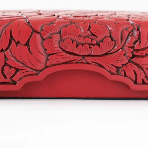 村上木彫堆朱  煙草箱＋盆 村上特産  廃番 工芸品・漆器・村上木彫堆朱・堆朱・盆・堆朱はまなす紋丸盆八寸