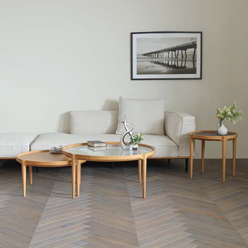 各地の名工房 浜本工芸 No.6000 ネストテーブル ガラス 国産家具 無垢