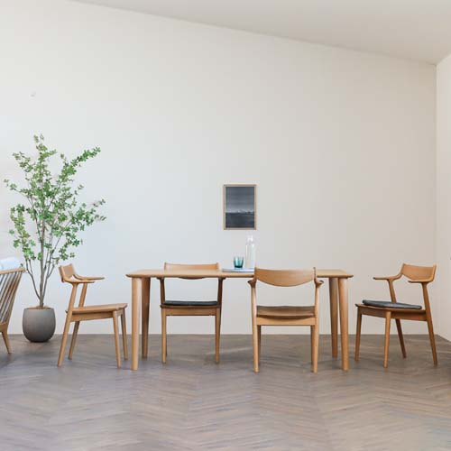 各地の名工房 Hamamoto kogei 浜本工芸 No.7000 ダイニングチェア 板座