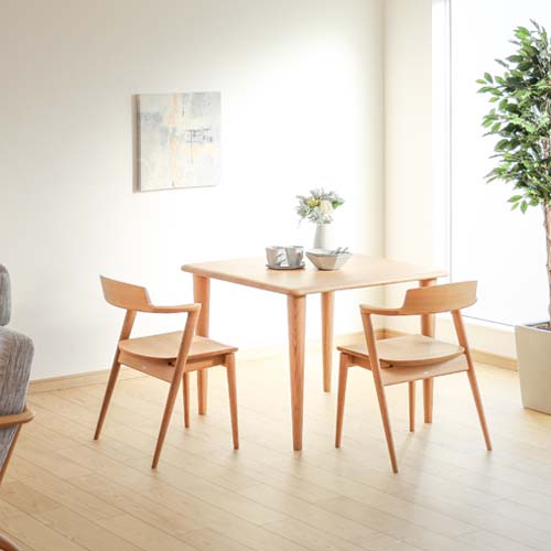 HIDA 飛騨産業 正方形 ダイニングテーブル オーク 無垢 飛騨家具 hida 飛騨産業 Jin Dining 侭ダイニング 正方形角丸形