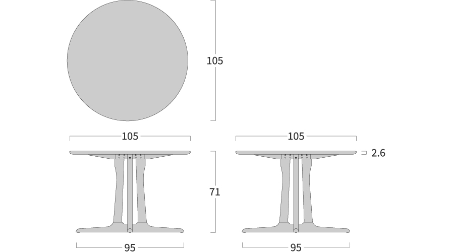 各地の名工房 KIRITSU 起立木工 OR-02 円形テーブル 国産家具 無垢