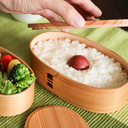 栗久 大館曲げわっぱ　小判入子レディース 大館曲げわっぱ 栗久 弁当箱 弁当箱 小判型入子 レディース 伝統工芸品