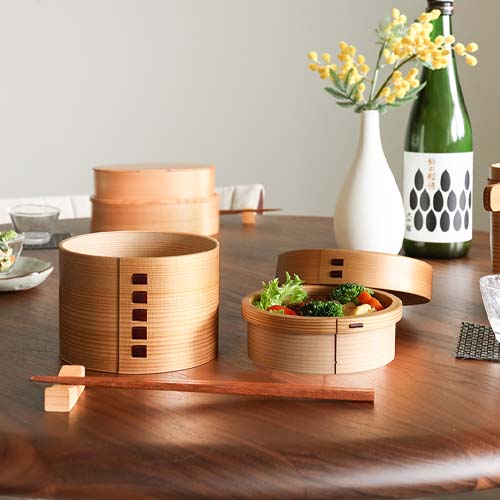 大館曲げわっぱ 栗久 弁当箱 丸二段 伝統工芸品 木製 弁当箱 | MUKU工房
