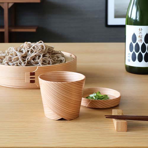 大館曲げわっぱ 栗久 そばちょこ 薬味皿付 伝統工芸品 木製 コップ