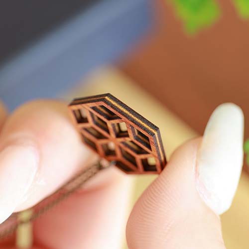 各地の名工房 MORI KOUGEI 森工芸 geometric pendant 幾何学模様の木の