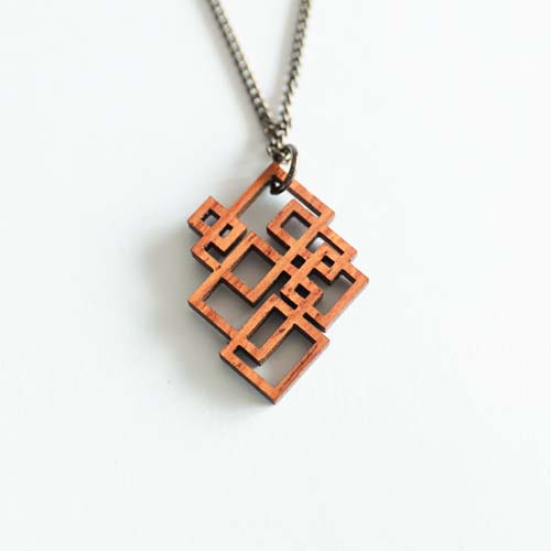 各地の名工房 MORI KOUGEI 森工芸 geometric pendant 幾何学模様の木の