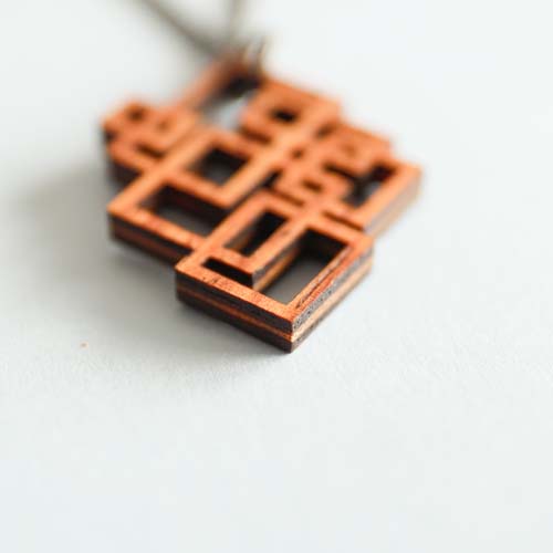 各地の名工房 MORI KOUGEI 森工芸 geometric pendant 幾何学模様の木の 