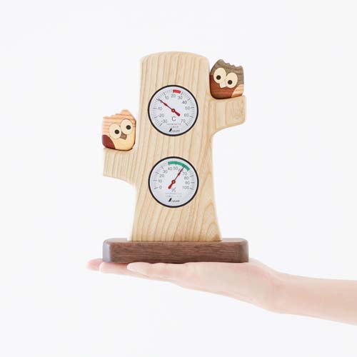 旭川クラフト Pecker 工房ペッカー OS 温湿度計 国産クラフト 木製 温