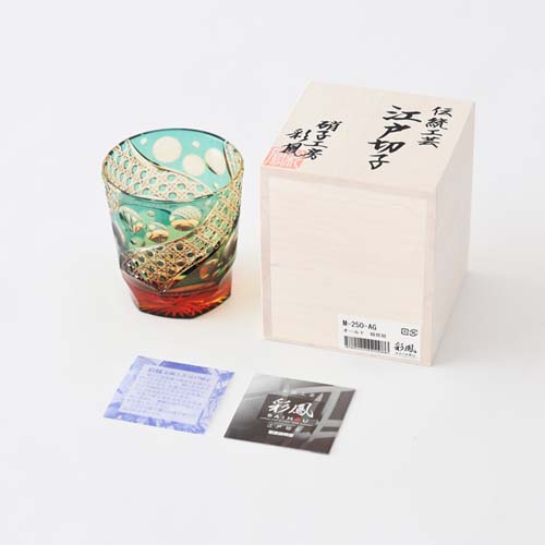 YOH4様【古美味】大川薫 造 金彩 波紋 玻瑠 硝子 底部在銘共箱 茶道具 YOH4様【古美味】大川薫 造 金彩 波紋 玻瑠 硝子 底部在銘共箱
