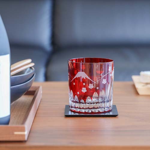 江戸切子 SAIHO 硝子工房彩鳳 M-123 オールド 富士桜 伝統工芸品