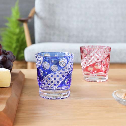 江戸切子 SAIHO 硝子工房彩鳳 M-250 オールド 八角篭目 伝統工芸品