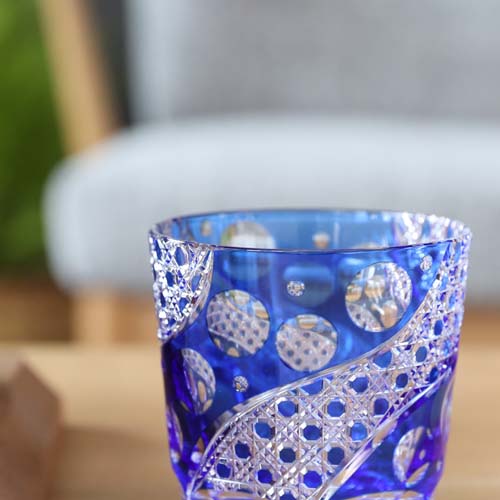 江戸切子 SAIHO 硝子工房彩鳳 M-250 オールド 八角篭目 伝統工芸品