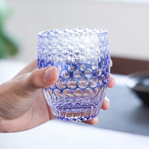 江戸切子 SAIHO 硝子工房彩鳳 M-404 タンブラー 万華鏡菊繋ぎに玉重