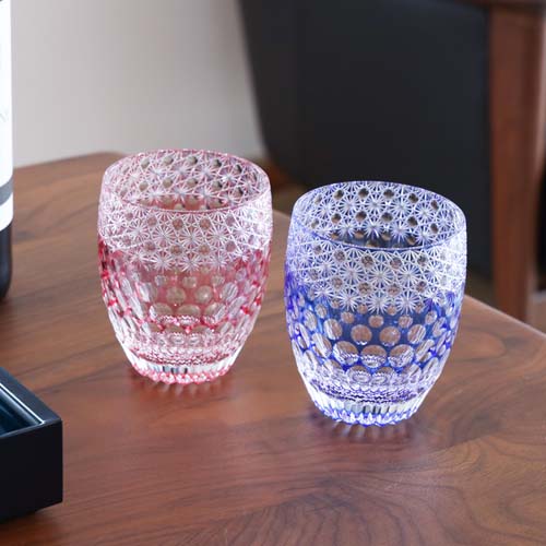 江戸切子 SAIHO 硝子工房彩鳳 M-404 タンブラー 万華鏡菊繋ぎに玉重