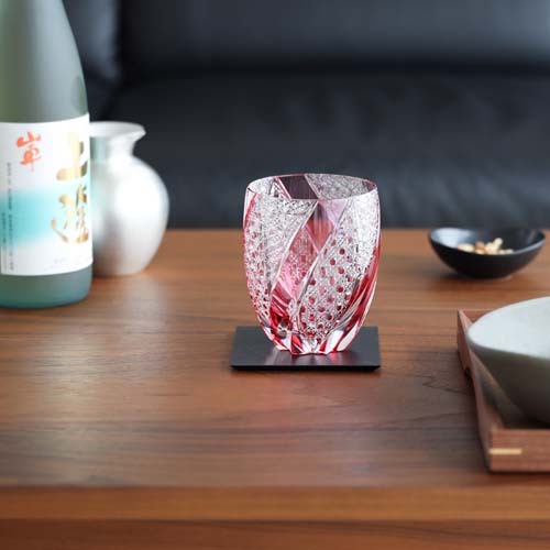 江戸切子 SAIHO 硝子工房彩鳳 M-468 タンブラー 八角篭目に菊繋ぎ 伝統