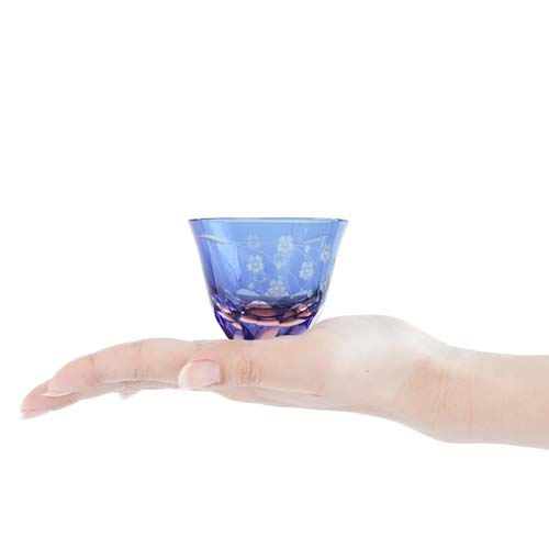 江戸切子 SAIHO 硝子工房彩鳳 M-53 ぐい呑 桜 伝統工芸品 ガラス製 