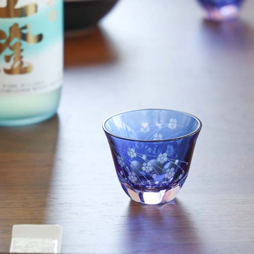 江戸切子 SAIHO 硝子工房彩鳳 M-53 ぐい呑 桜 伝統工芸品 ガラス製