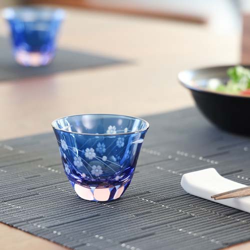 江戸切子 SAIHO 硝子工房彩鳳 M-53 ぐい呑 桜 伝統工芸品 ガラス製