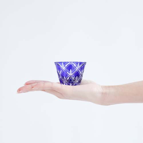 Edo cut glass SAIHO M-57 Sake glass Double arrow Traditional