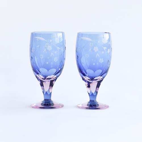 江戸切子 SAIHO 硝子工房彩鳳 M-64 足付ビール杯 桜 伝統工芸品 ガラス