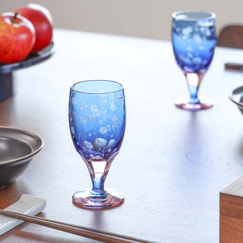 江戸切子 SAIHO 硝子工房彩鳳 M-64 足付ビール杯 桜 伝統工芸品 ガラス