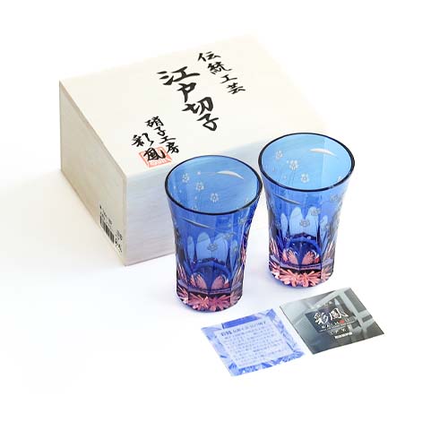 江戸切子 SAIHO 硝子工房彩鳳 M-7064 天開タンブラー 桜 伝統工芸品