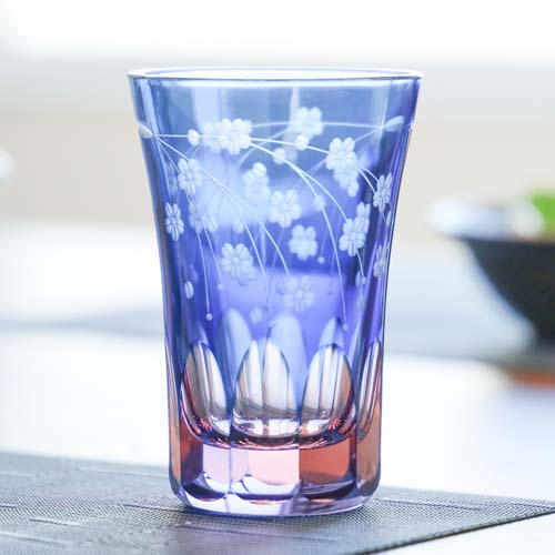 江戸切子 SAIHO 硝子工房彩鳳 M-7064 天開タンブラー 桜 伝統工芸品