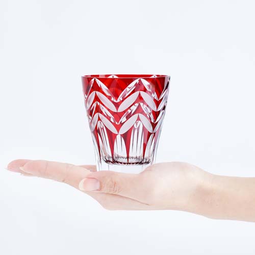 江戸切子 SAIHO 硝子工房彩鳳 M-8522 ミニオールド 重双葉 伝統工芸品
