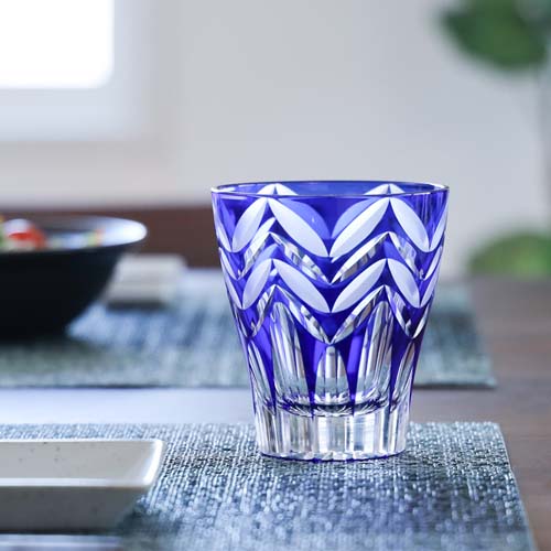 江戸切子 SAIHO 硝子工房彩鳳 M-8522 ミニオールド 重双葉 伝統工芸品