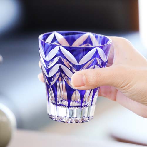 江戸切子 SAIHO 硝子工房彩鳳 M-8522 ミニオールド 重双葉 伝統工芸品