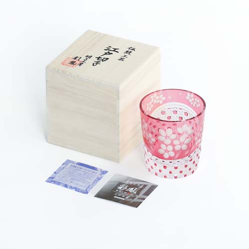 江戸切子 SAIHO 硝子工房彩鳳 MH-239 オールド 桜花 伝統工芸品 ガラス