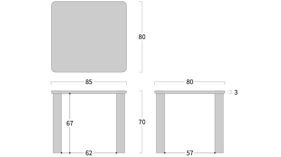 NEO コンパクトテーブル110 寸法図
