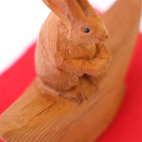 一位一刀彫 鈴木彫刻 月にうさぎ 伝統工芸品 木製 オブジェ | MUKU工房