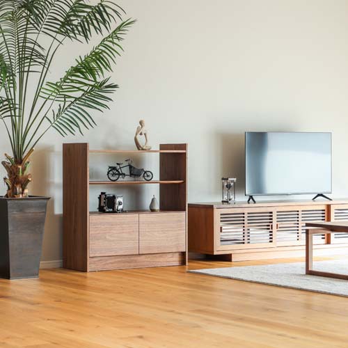 大型キャビネット　木製　引き取り限定 Woody Prime Walnut ウォールナット材 北欧風木製9マスキャビネット