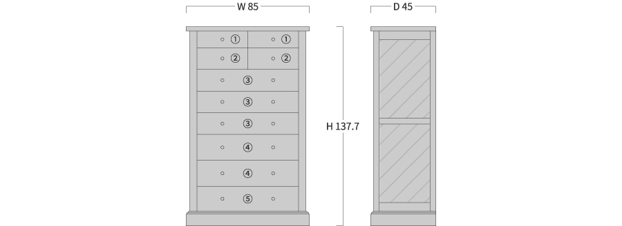 旭川家具 山室家具製作所 Espoir エスポアール No.15 整理タンス 国産